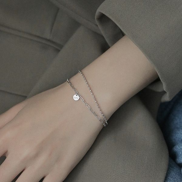 

wedaf girl round brand chain bracelet national deck bracelet silver minority design sense simple fashion lucky girl net red lucky double vie, Golden;silver