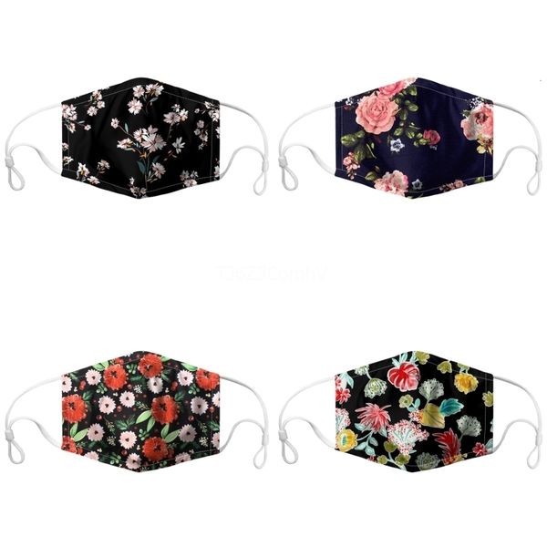 

2021 new designer face mask washable luxury dustproof riding cycling sports floral print fashion masks for men and women#390