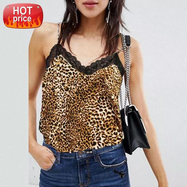 

2019 new women summer casual tank vest leopard vest sleeveless strap leopard print tank camisoles v-neck clubwear #st2l, White