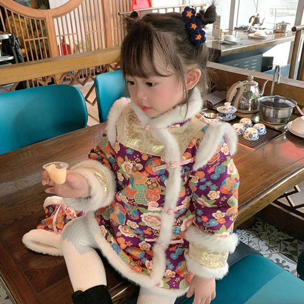 

winter 2020 new children's chine sle cheongsam tang with floral veet girls' princs drsir54, Red;yellow