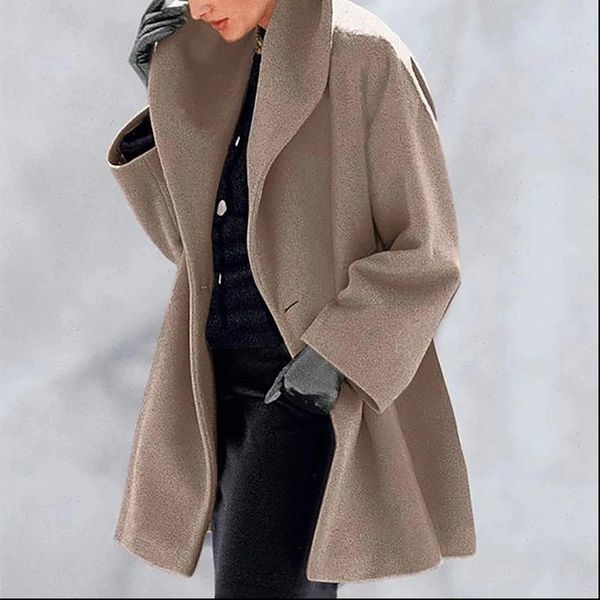 

warm fashion multi color shawl collar coat womens turn down collar blends office lady winter solid color coat, Black
