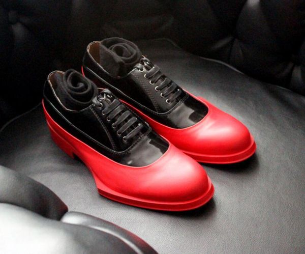 

gentleman wedding dress oxfords shoes lace up business fashion spring runway retro leather oxfords shoes red white men sapatos, Black