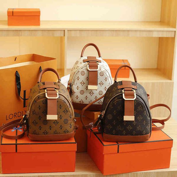 

backpack double shoulder messenger bag old flower print personalized small three-dimensional shape contrast color mini