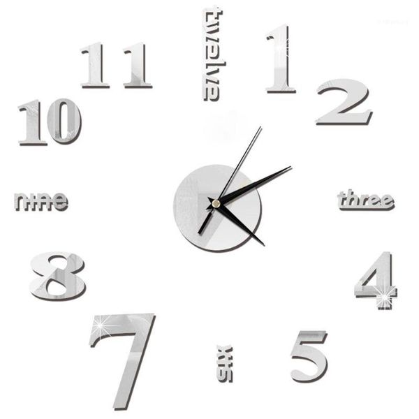 

wall clocks modern 3d clock mirror stickers removable self-adhesive art office home living room decor quartz needle1
