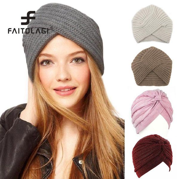 

knitted spring winter hat women felt hat ladies turban head wrap caps for women twist headwrap girls croceht beanies, Blue;gray