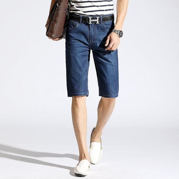 

new style men's knee-length denim shorts thin brand men's shorts cowboy casual elasticity fifth pants loose-fit1, Blue