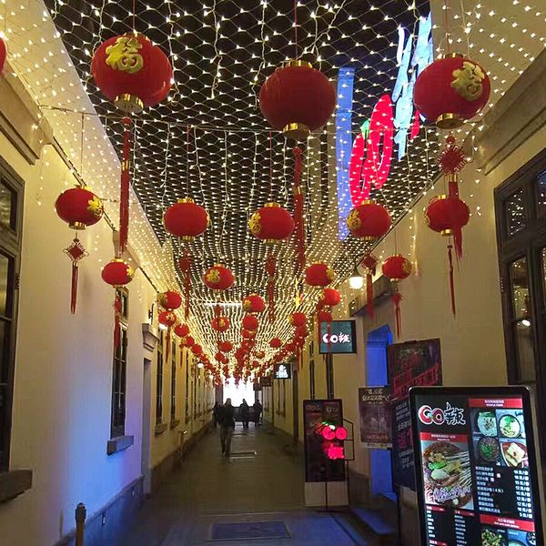 

led outdoor light decoration small color flashing string lights all over the sky stars fishing net curtain new year neon
