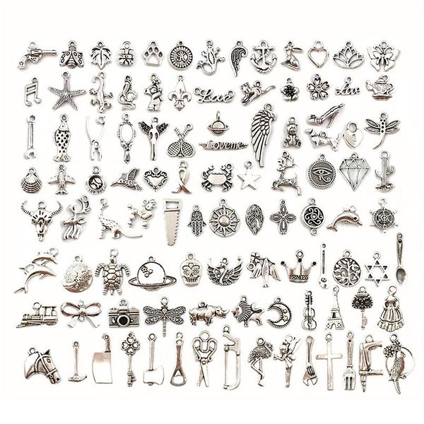 

vintage silver mixed 10/20pcs metal animal birds charms beads diy for pendant neacklace bracelet clips jewelry making sqcahm