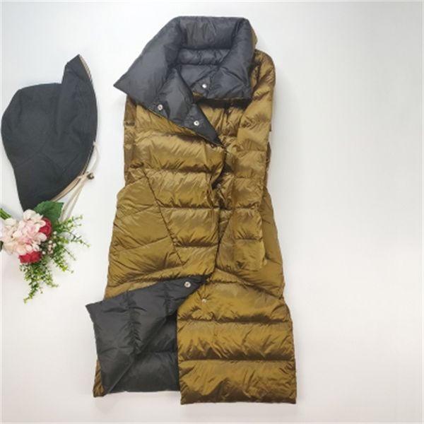 

2021 new woman face long parka winter 90% white down double breasted parkas female jacket outwear rvtr, Black