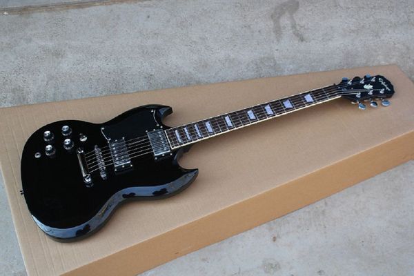 

black silver hardware angus young limited edition black electric guitar