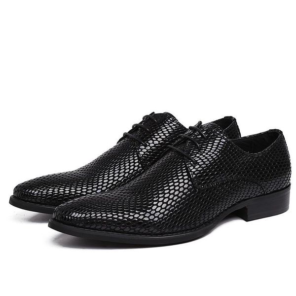 

granule leather men shoes business formal wear work wear large size cowhide wedding shoes luxury, Black