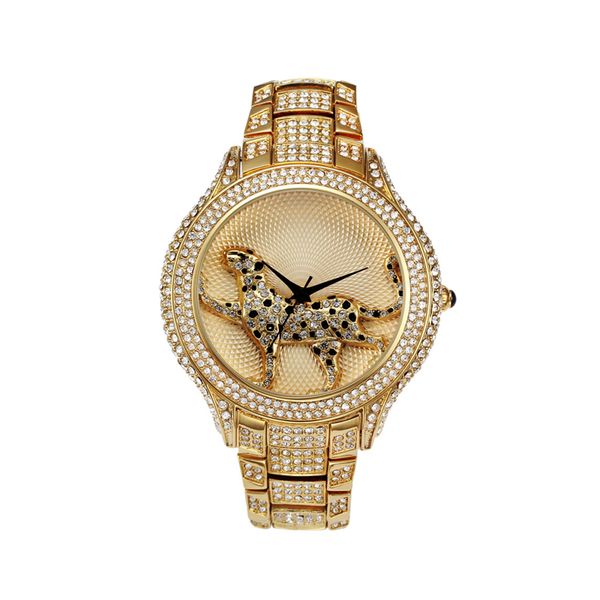 

special offer fashion ladies watch 20m waterproof diamond imperial leopard steel belt original japanese movement quartz watch casual watch, Slivery;brown