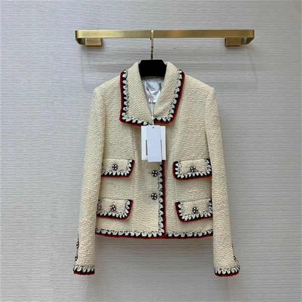 

european and american women's wear 2020 winter new style long sleeve lapel single breasted fashion fine button tweed coat, Black