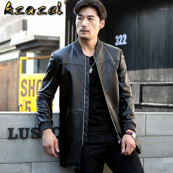 

men's leather & faux 2021 spring autumn long genuine jacket men 100% sheepskin coat men's windbreaker slim jackets fsbaqs585 kj229, Black