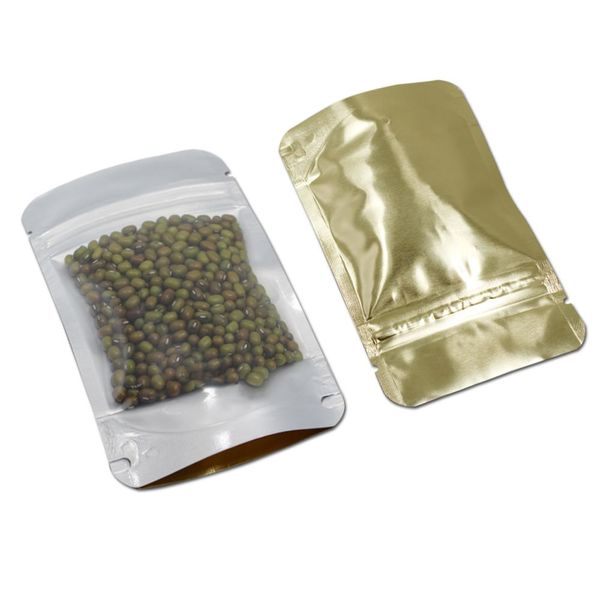 

50 шт. reclosable zipper pure aluminium foil clear gold gold storage сумка для хранения тепло уплотнение zip lock mylar candy чайные гайки п