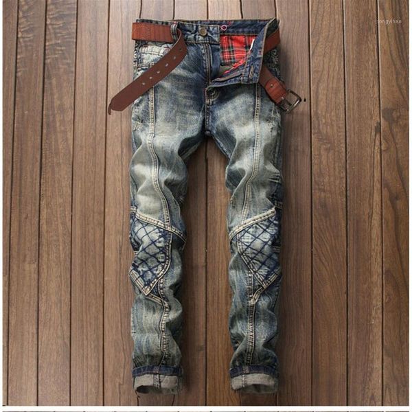 

feitong cotton jeans men spring 2020 menclothes denim pants distressed freyed slim fit casual trousers stretch ripped jeans1, Blue