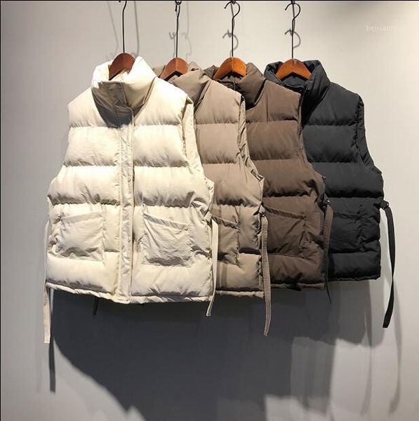 

south korea winter online celebrity waist hugging lace-up versatile warm bread vest cotton vest femal1, Black;white