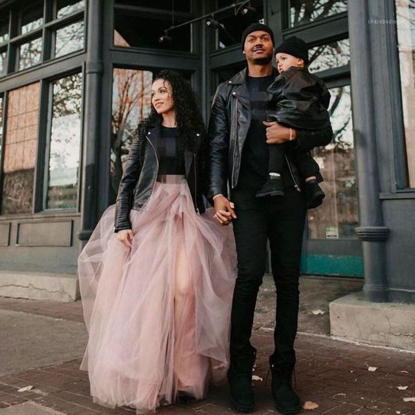 

2020 charming dusty pink high side split tulle skirts women puffy a-line long tutu skirt elastic custom made1, Black