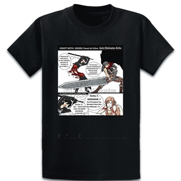 

берсерк x sword art online кишка убийства кириты gents персонализированные смешная повседневная формальная с коротким рукавом спортивного то