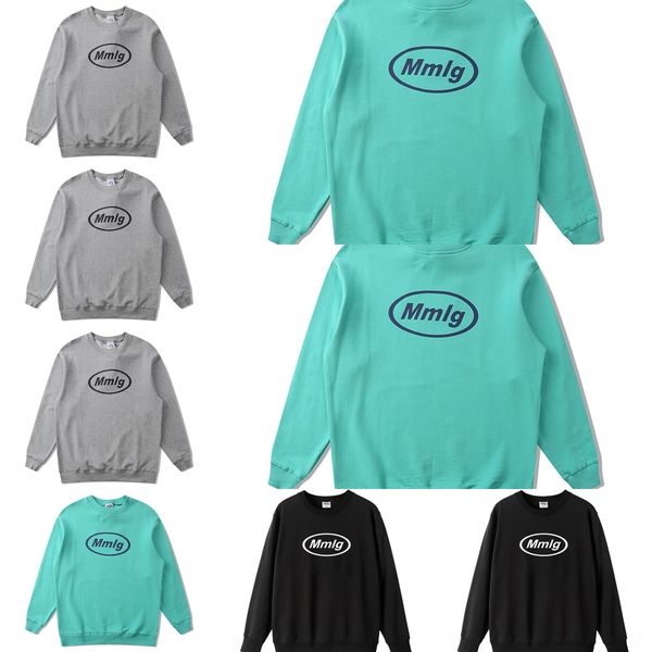 

uqw1b korean winter 2020 letter sleeve mmlg classic loose sweater autumn printed long lovers crew neck thin terry sweater jleab, Black