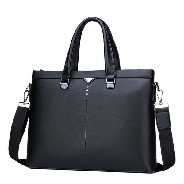 

briefcases men business briefcase 14 inch laphandbags large capacity shoulder messenger bag for man waterproof pocket leather male bags1