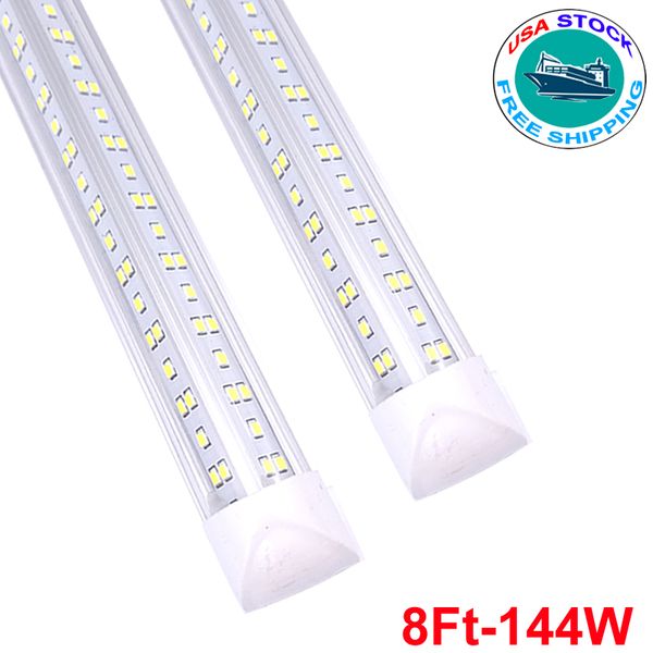 LED Tüp 8ft Mağaza Işık Fikstürü 144 W Soğutucu Kapı Dondurucu Ampüller 2ft 4ft 5ft 6ft V Şekil Entegre Tavan Lambaları ABD Stokta 25 Paket