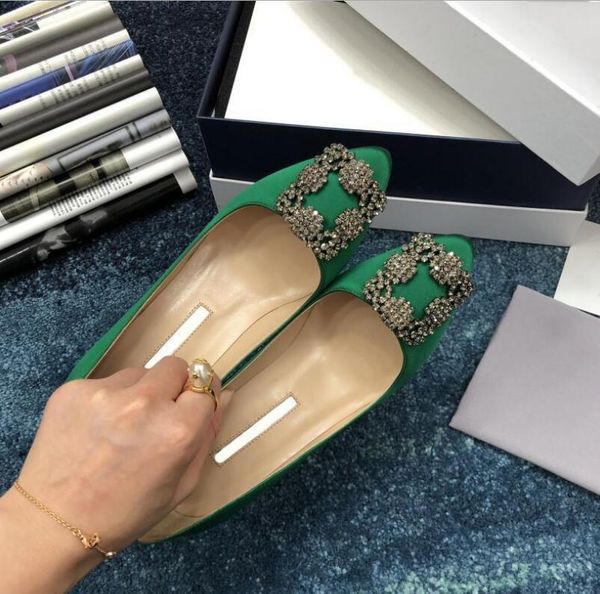 

classics brand women wedding shoes m square buckle rhinestone flat bottom shoes snow button silk flat 34-42 dust bag, Black