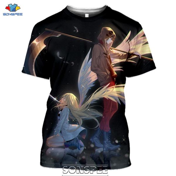 

japanese anime angels of death loose 3d print shirts anime plus size hippie men clothing