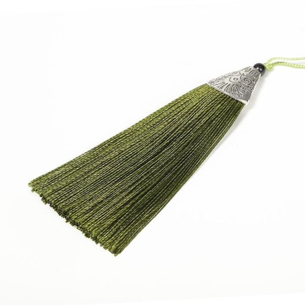 

10pcs 8cm silk tassel with silver caps decorative tassels pendants diy earring charm and embellish curtain wedding decoration h bbyxge