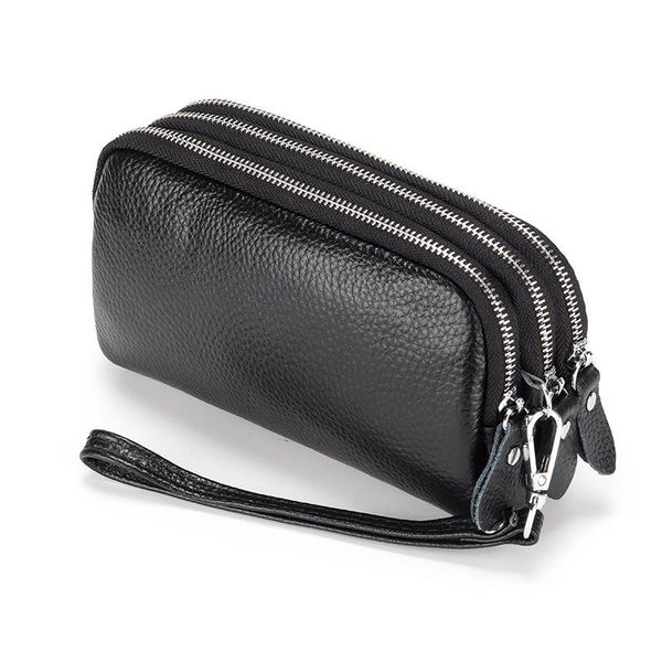 

clutch bags leather women's handbag fashion three-layer zipper mobile phone bag