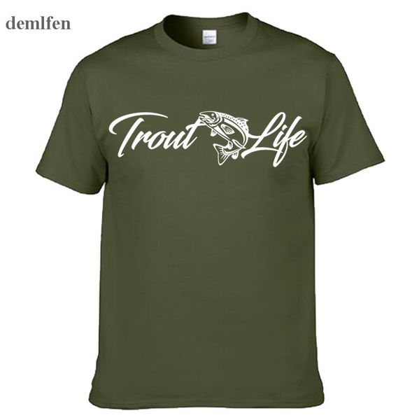 

sport summer short sleeve tee shirt men casual o-neck t-shirt trout life fish t-shirt men cotton homme brand clothing