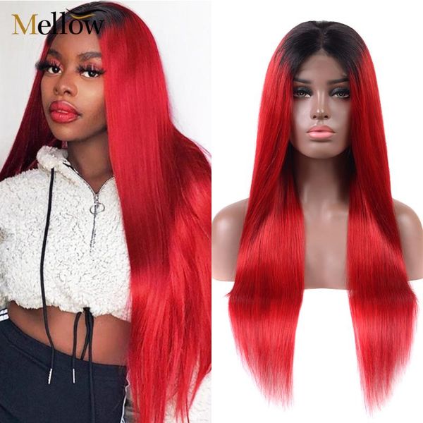 

lace wigs 1b/red ombre front human hair 150% red frontal with baby for black women, Black;brown
