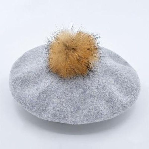 

cokk winter hats for women wool beret with real raccoon fur pompom hat lady girls beret cap soft warm boina feminina swy sqclzj bdefashion, Blue;gray