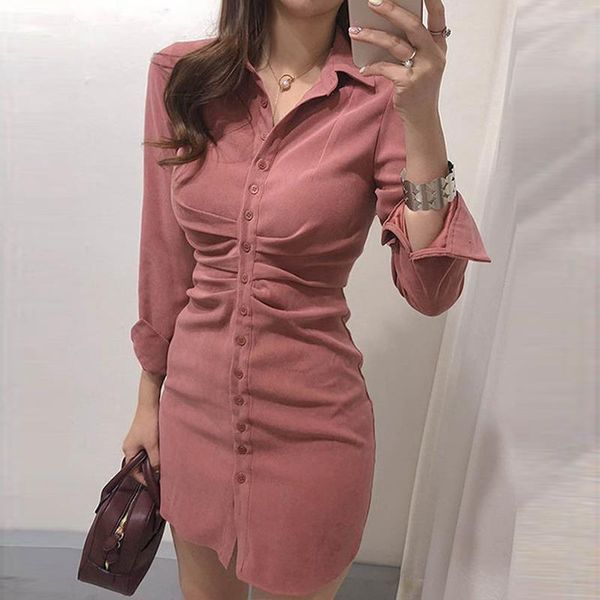 

velvet button shirt dress women bodycon long sleeve elbise vintage spring 2021 office mini vestito donna moda feminina, Black;gray
