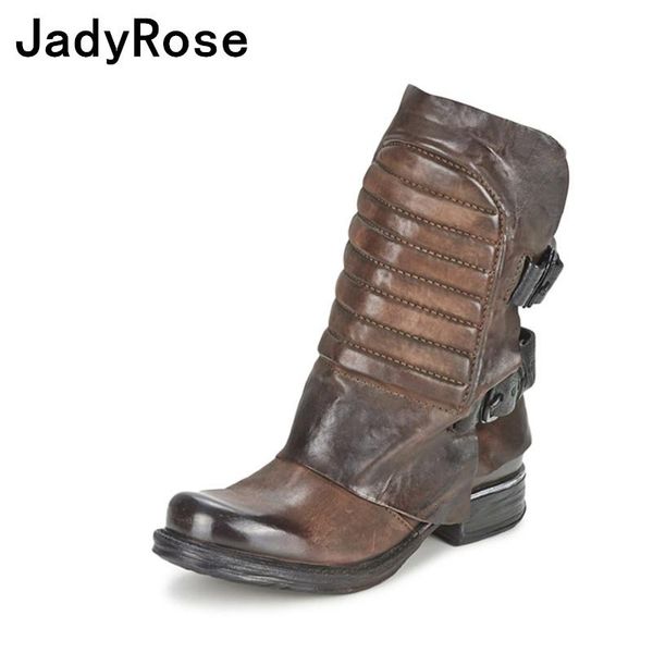 

handmade women winter boots real leather work motorcycle boot shoes woman round toe flats zapatos mujer vinatge fashion booties, Black