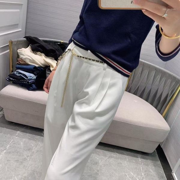 

2021 latest fashion women's pants, cotton wide-leg pants, slim fashion pants1, Black;white