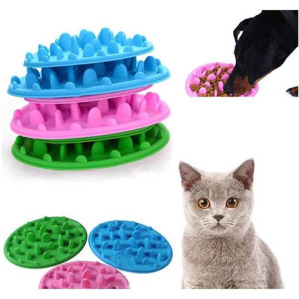 

3 colors pet dog puppy silicone slow eating bowl anti choking food water dish cartoon slow eating feeding bowl feeder aaa471 p icqqi