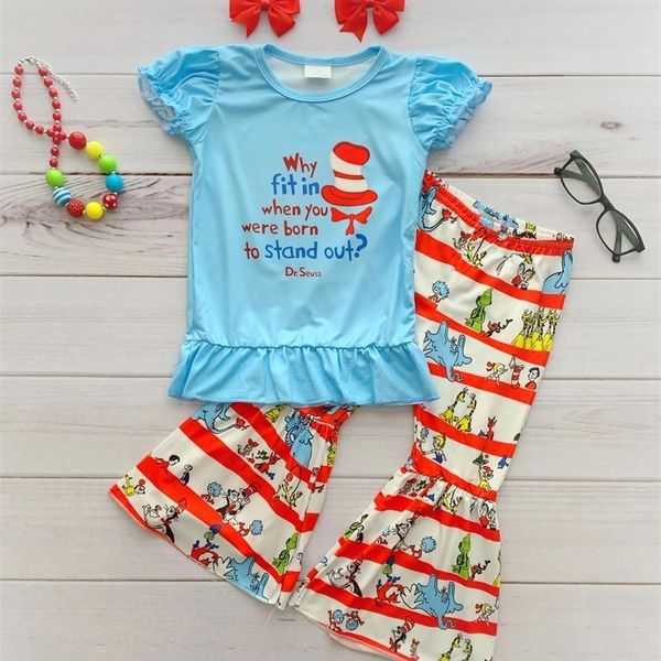 

girl boutique outfits cartoon character print new style girl set 201126, White