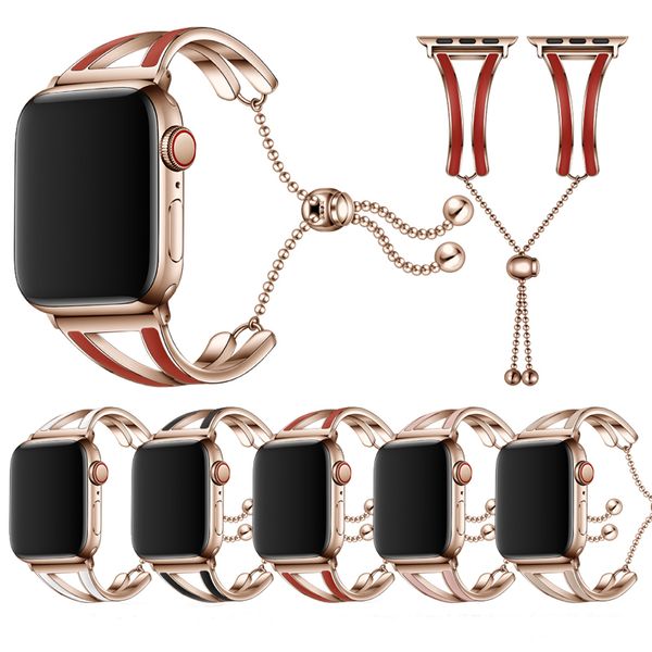 Cinturino per cinturino in acciaio Staniless oro rosa per Apple Watch Series 12345678SE Braccialetti per donna Sostituzione Accessori intelligenti Cinturini per cinturini