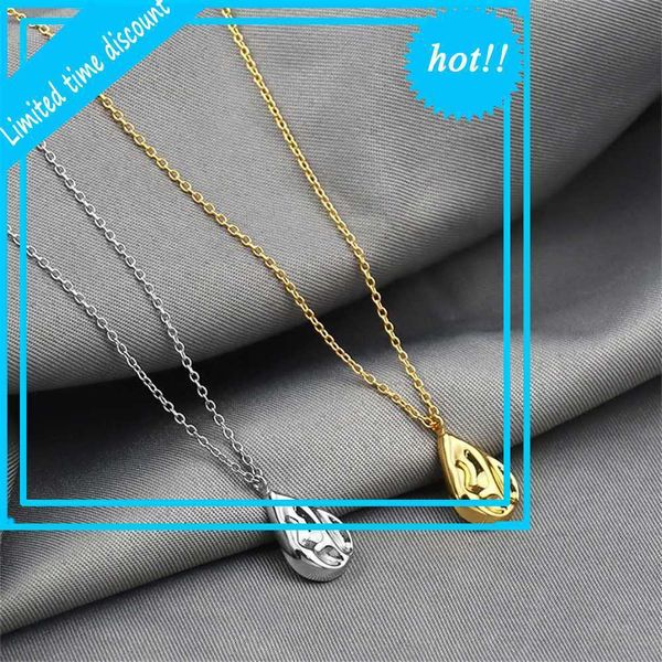 

2021 new autumn and winter temperament water drop cold wind sweater necklace exquisite jewelry, Golden;silver