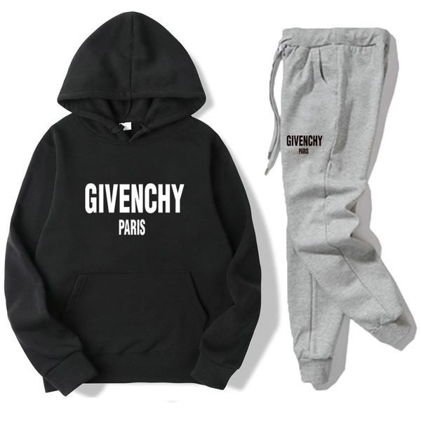 

88givency mens костюм пот костюмы высокого качества jogger спортивный костюм куртки hoodie + кальсоны дизайнер весна осень женщины костюмы, Gray