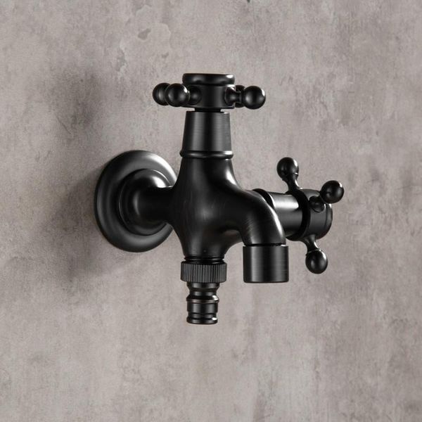 

High quality Black Oil Rubbed Bronze double using washing machine faucet bathroom corner faucet tap garden outdoor mixer