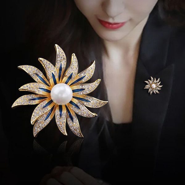 

sunflower brooch temperament corsage female dual-purpose pin decoration korean creative joker coat cardigan fixed clothes, Gray