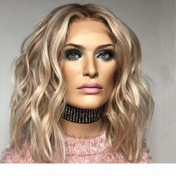 

bob blonde 150density virgin human hair 13x6 lace front wigs for women transparent silk lace front blonde highlight wigs, Black;brown
