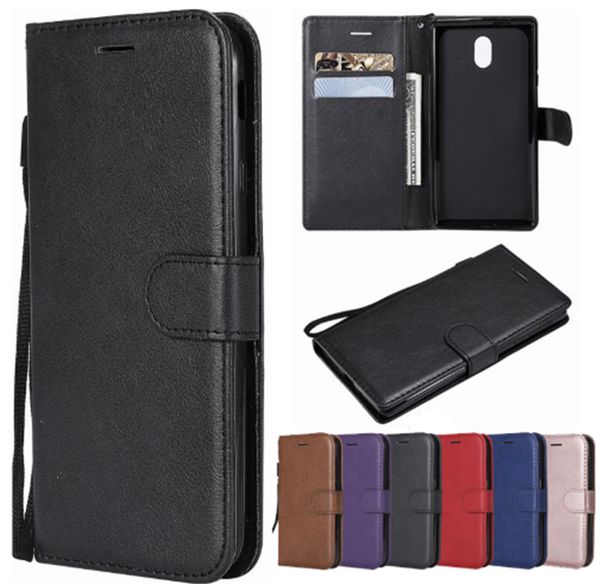 Muitos Virar Slots multifuncional PU cor sólida carteira de couro Leechee Magnetic Stand Case Para iphone 12 11 Pro Max XS XR SE 5S 6 7 8 Plus