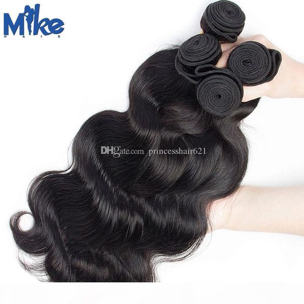 

mikehair human hair 4 bundles brazilian body wave hair weave 8-30inches mix length peruvian malaysian indian human hair extensions, Black