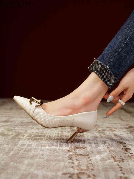 

dress shoes franse enkele schoenen vrouwen hoge hakken temperament metalen gesp wees teen ondiepe mond stiletto party kleding elegante pumps, Black