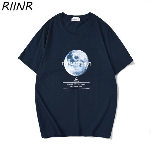 

riinr new men's short sleeve loose creative planet printing youth trend large size men's wear m 4xl hooded sweatshirt hoodie men t