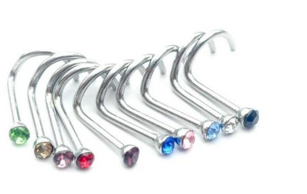 

titanium steel crystal nose stude nose rings body ar wmtpav dayupshop, Silver
