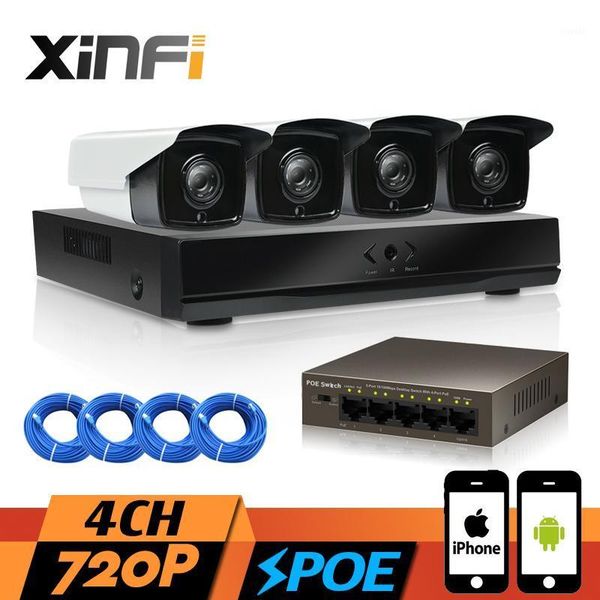 

wireless camera kits xinfi 4ch 1.0mp poe surveillance system nvr network video recorder dvr kit 720p hd home security cctv kit1